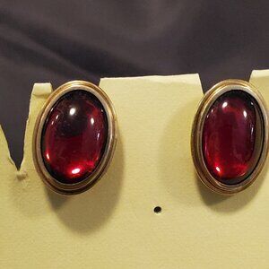 Vintage Simmons Ruby Glass Cabochon Cufflinks